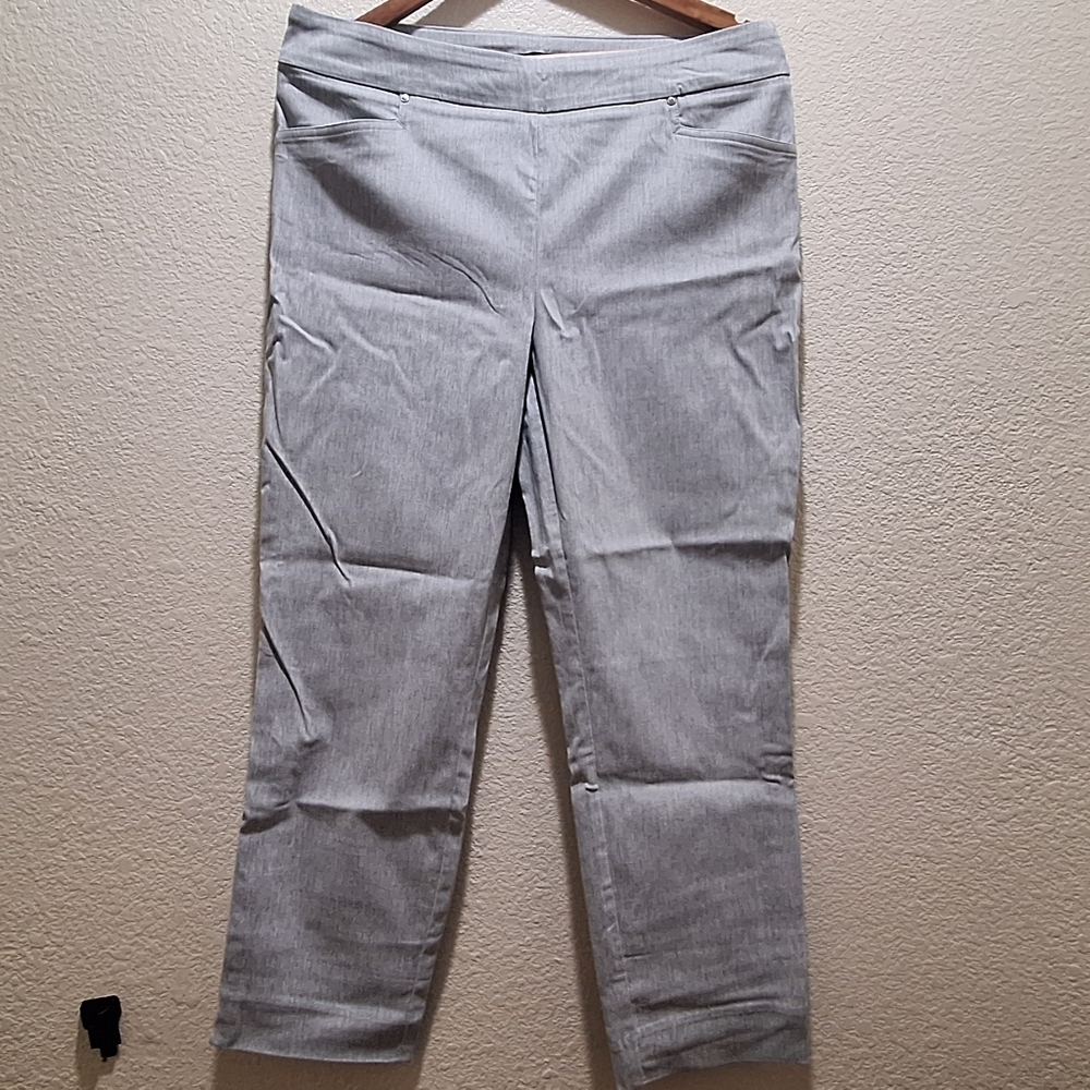 Hilary Radley Light Gray Straight-Leg Dress Pants